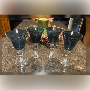 Artland-Sapphire Blue Seeded Wine/Water Goblets